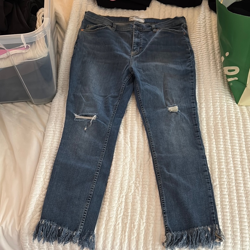 Women's Distressed Blue Jeans free people